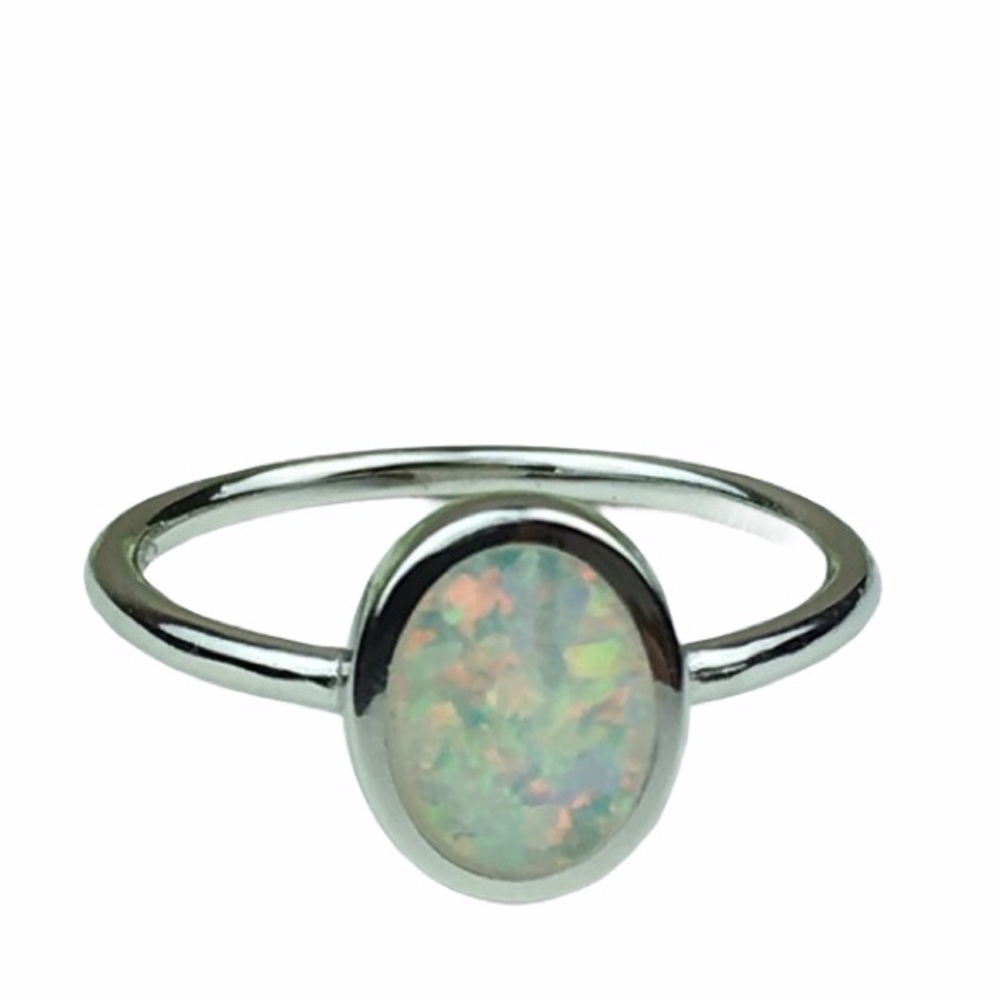 Sterling Silver Genuine Natural Austrian Opal Ring
